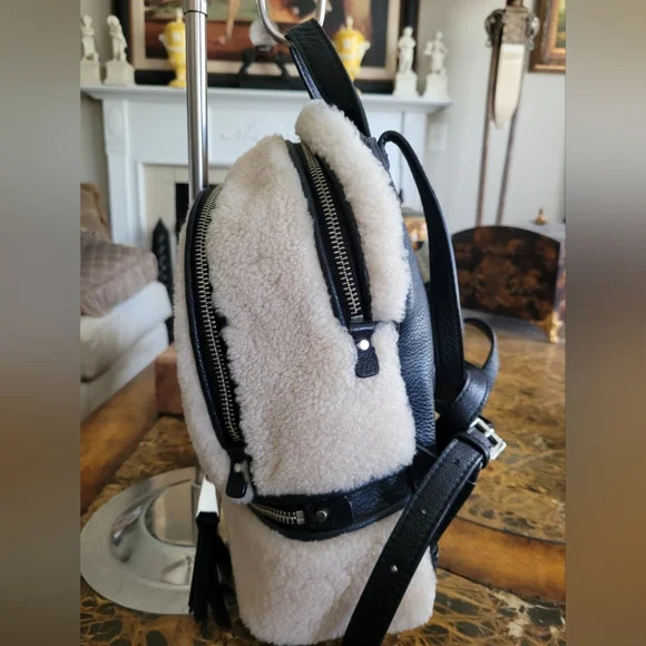 Michael Kors Shearling Backpack in Cream by Michael Kors] - Picture 3 of 8